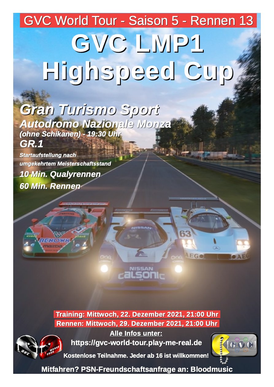 Saison 5 - Rennen 13 - GVC LMP1 Highspeed Cup - Autodromo Nazionale Monza (ohne Schikanen) - GR.1