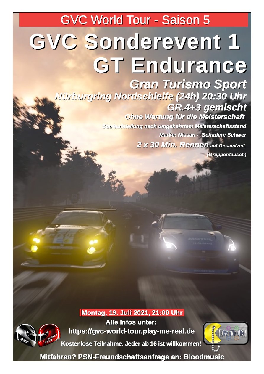 Saison 5 - Sonderevent 1 - GVC Multi GT Endurance - Nürburgring Nordschleife (24h) - Multiclass GR.4+3 Nissan