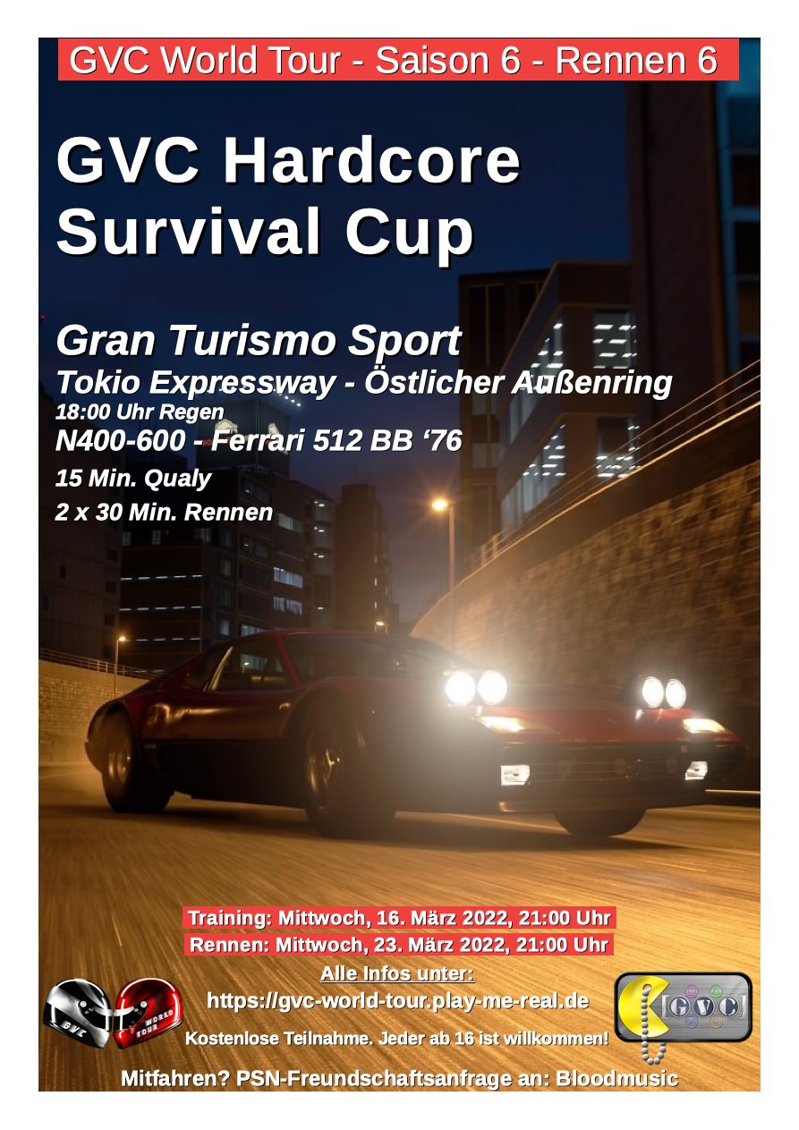 Saison 6 - Rennen 6 - GVC Hardcore Survival Cup - Tokio Expressway - Östlicher Außenring - N400-600 - Ferrari 512 BB ‘76