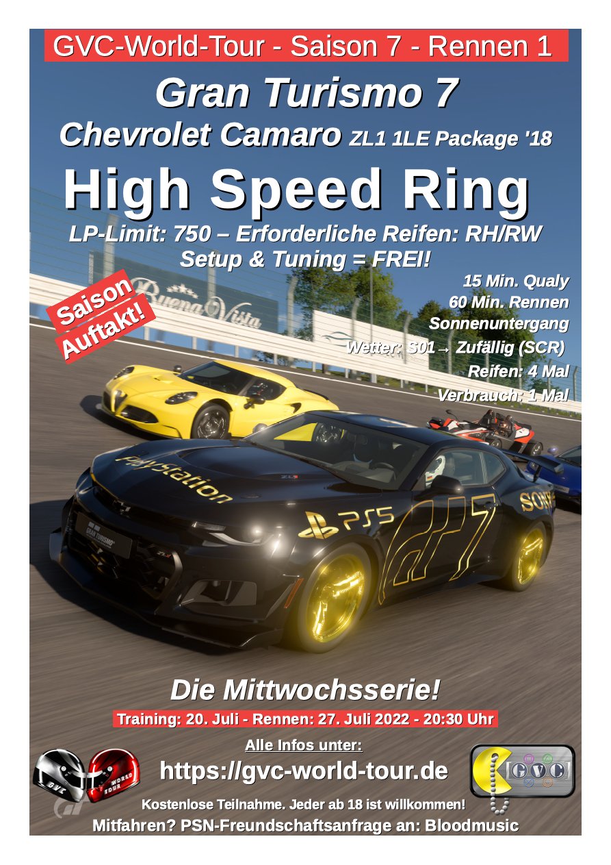 Saison 7 - Rennen 1 - High Speed Ring - Gesamtstrecke - Chevrolet Camaro ZL1 1LE Package '18