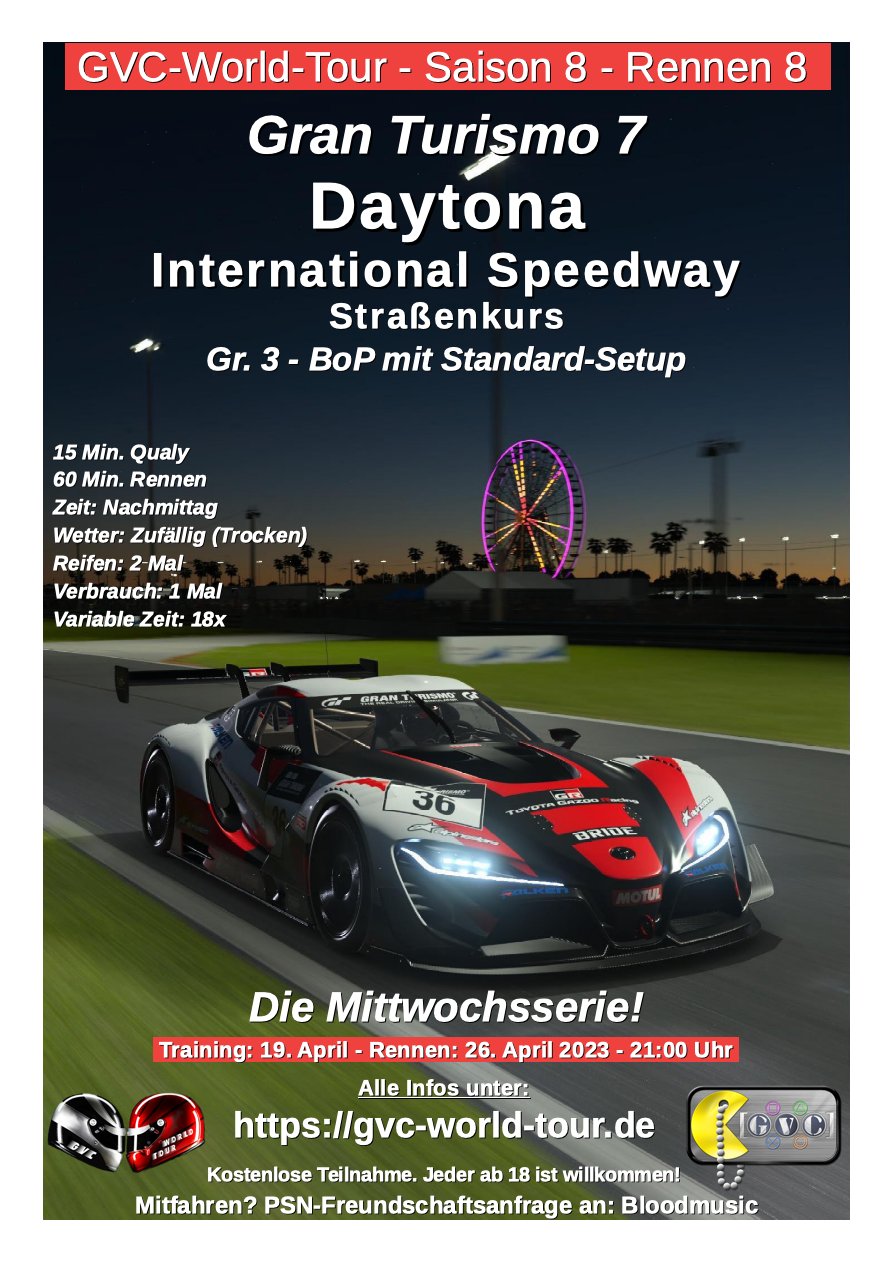 Saison 8 - Rennen 8 - Daytona International Speedway - Straßenkurs - Gr.3