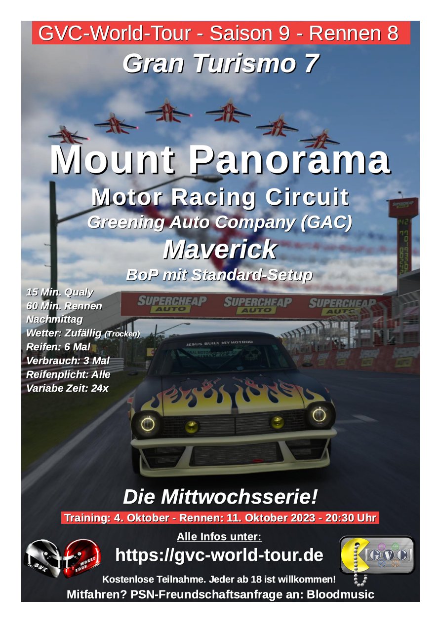 Saison 9 - Rennen 8 - Mount Panorama Motor Racing Circuit - Greening Auto Company (GAC) - Maverick