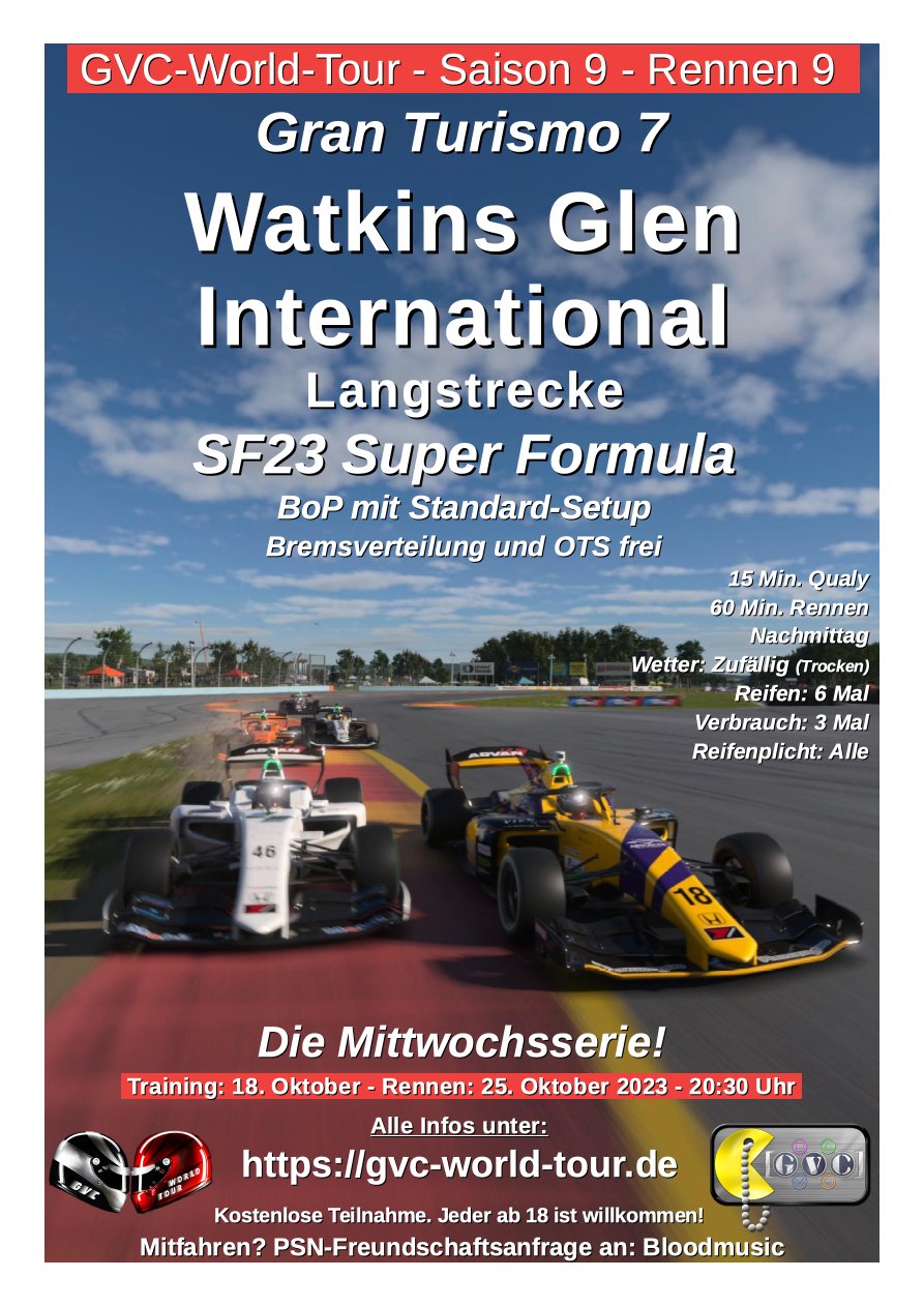 Saison 9 - Rennen 9 - Watkins Glen International - Langstrecke - SF23 Super Formula