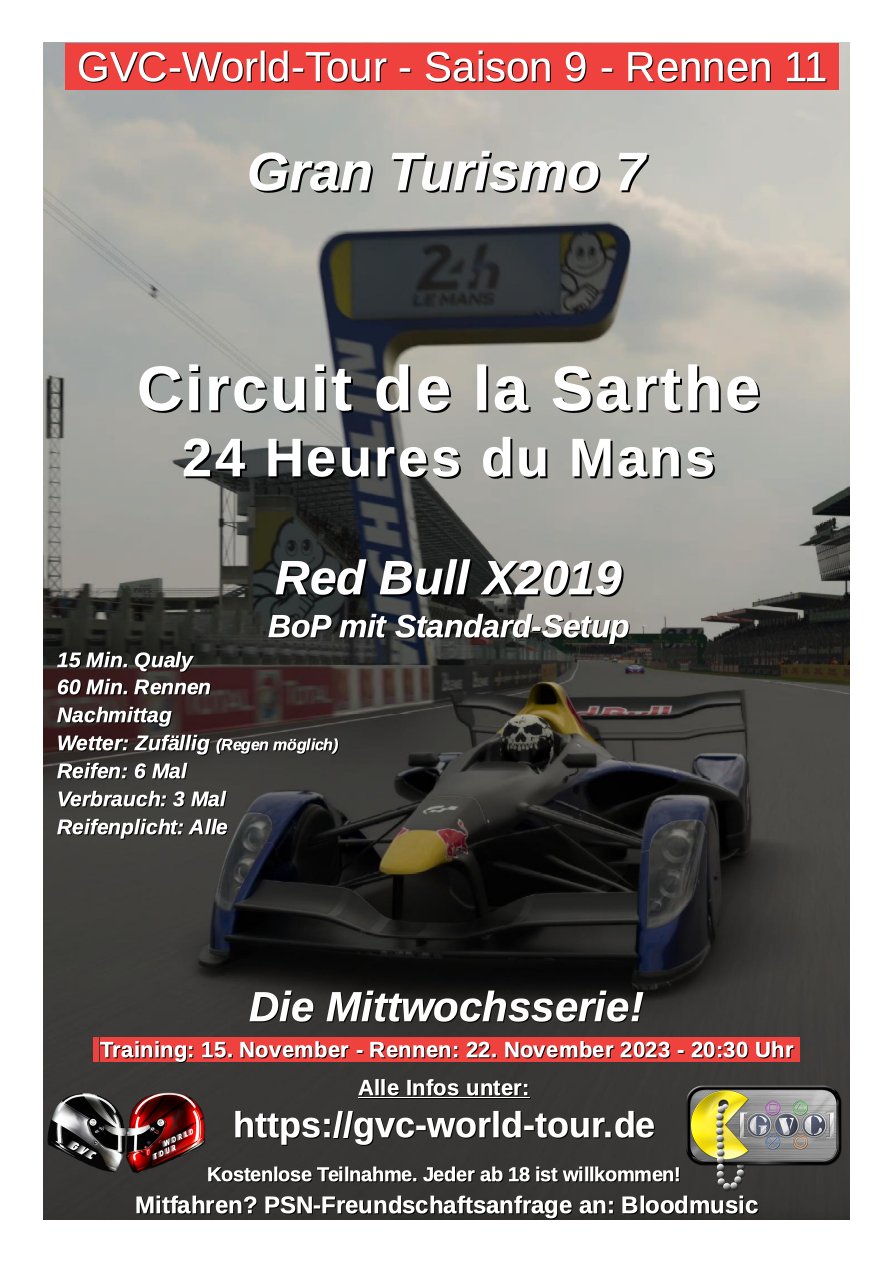 Saison 9 - Rennen 11 - Circuit de la Sarthe - 24 Heures du Mans - Red Bull X2019