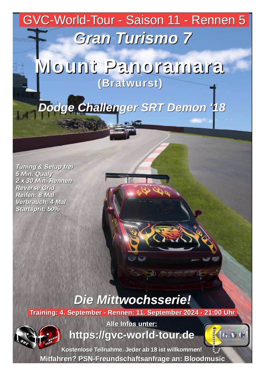 Saison 11 - Rennen 5 - Mount Panorama (Bratwurst) - Dodge Challenger SRT Demon '18